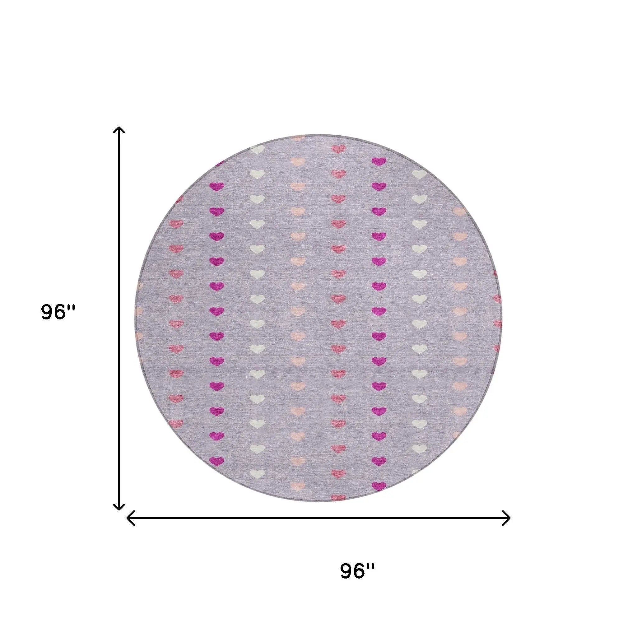 8' Lavender And Pink Round Geometric Washable Indoor Outdoor Area Rug Homeroots Outdoor