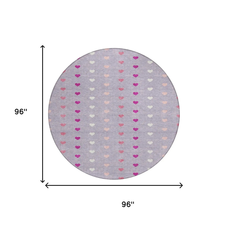 8' Lavender And Pink Round Geometric Washable Indoor Outdoor Area Rug Homeroots Outdoor