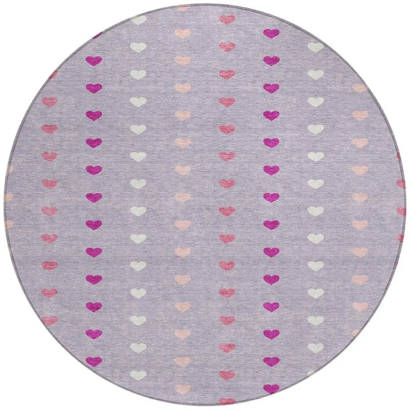 8' Lavender And Pink Round Geometric Washable Indoor Outdoor Area Rug Homeroots Outdoor