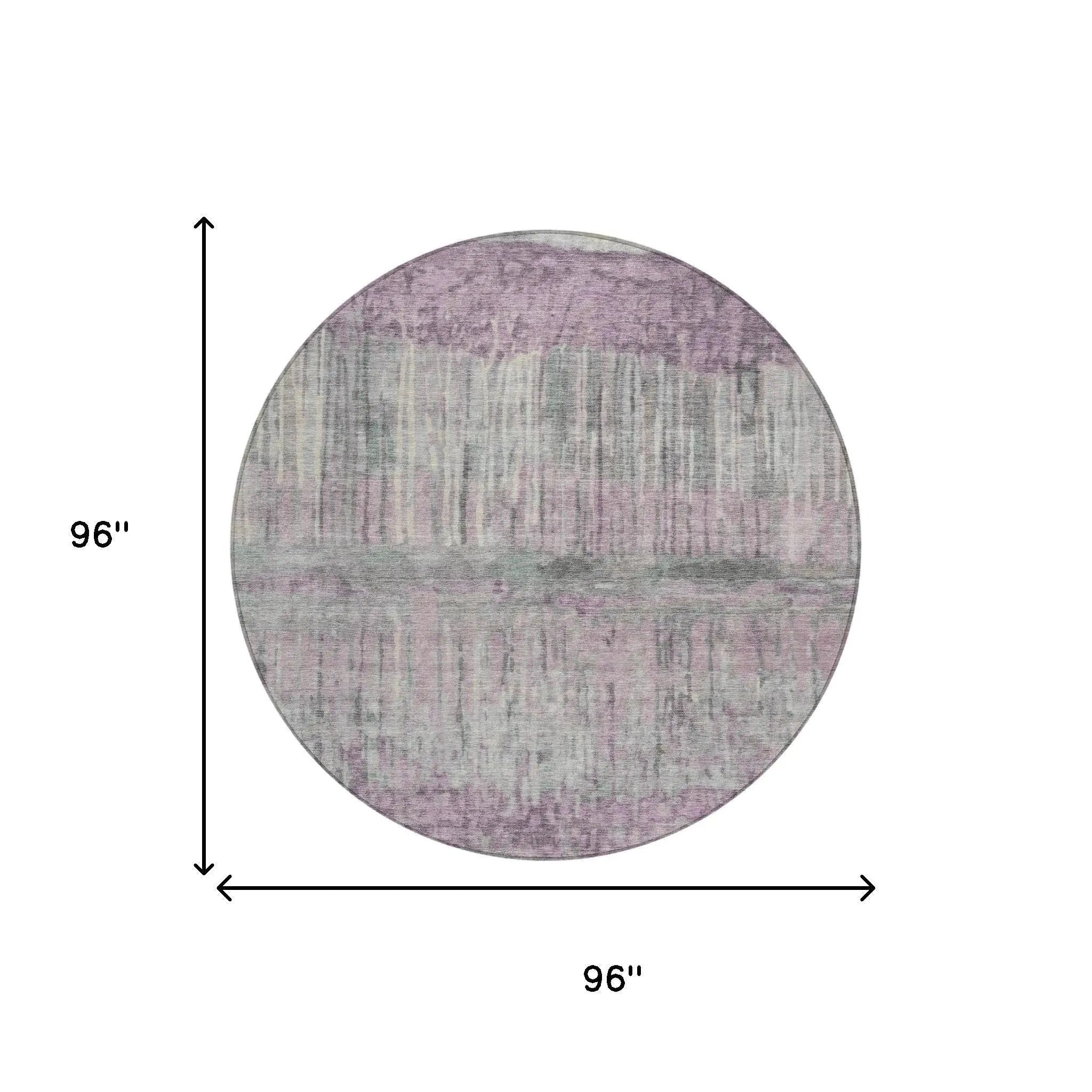 8' Lavender And Plum Round Abstract Washable Indoor Outdoor Area Rug Homeroots Outdoor