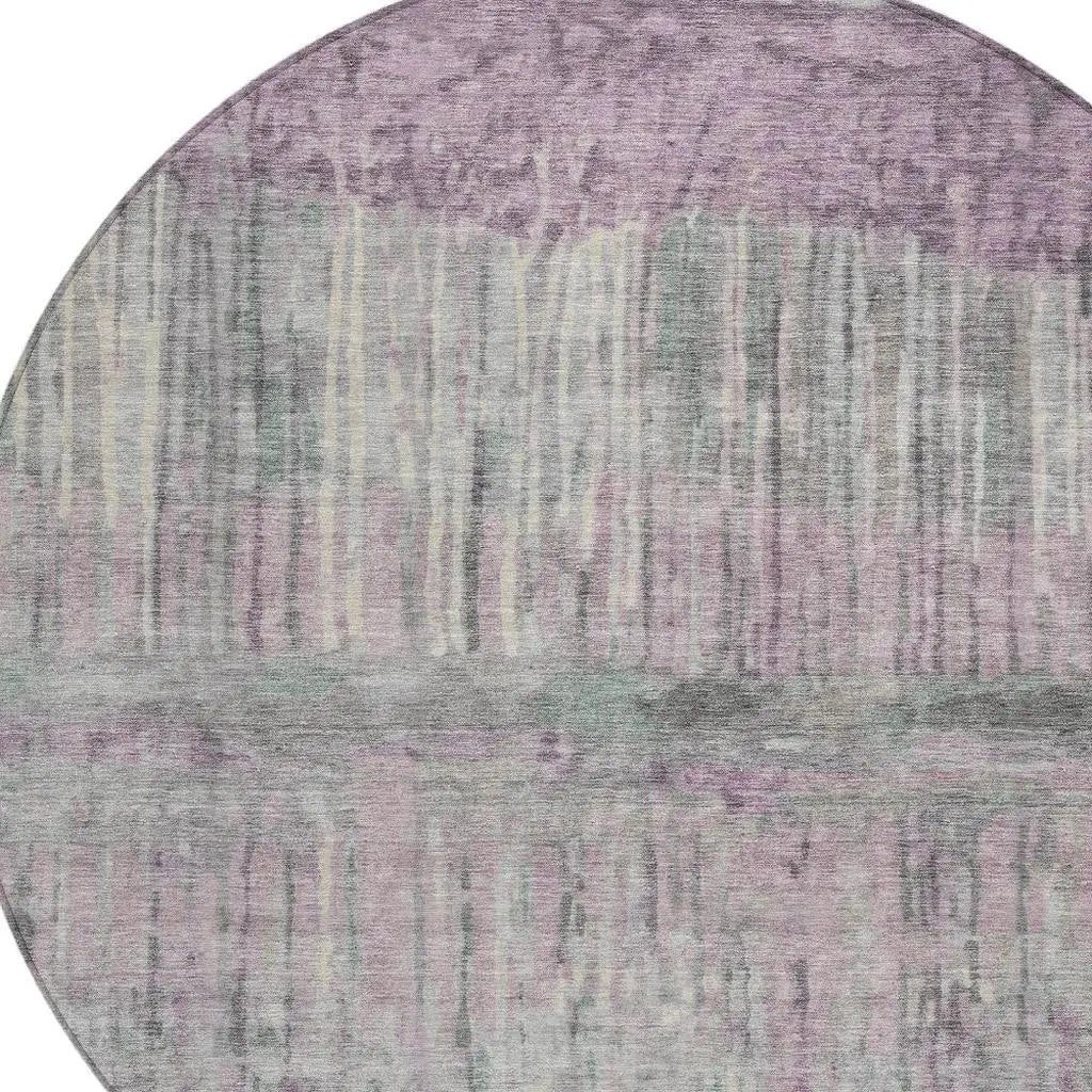 8' Lavender And Plum Round Abstract Washable Indoor Outdoor Area Rug Homeroots Outdoor