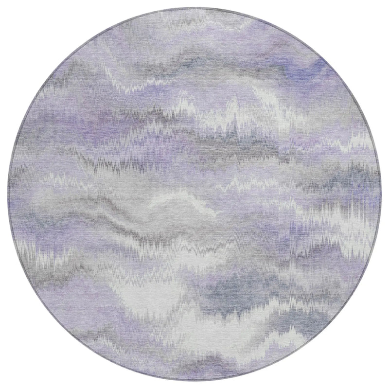 8' Lavender And Purple Round Abstract Washable Indoor Outdoor Area Rug Homeroots Outdoor