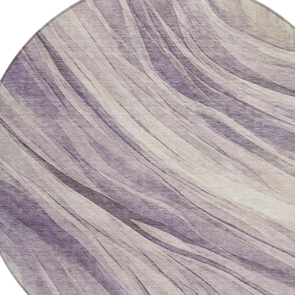 8' Lavender And Purple Round Abstract Washable Indoor Outdoor Area Rug Homeroots Outdoor