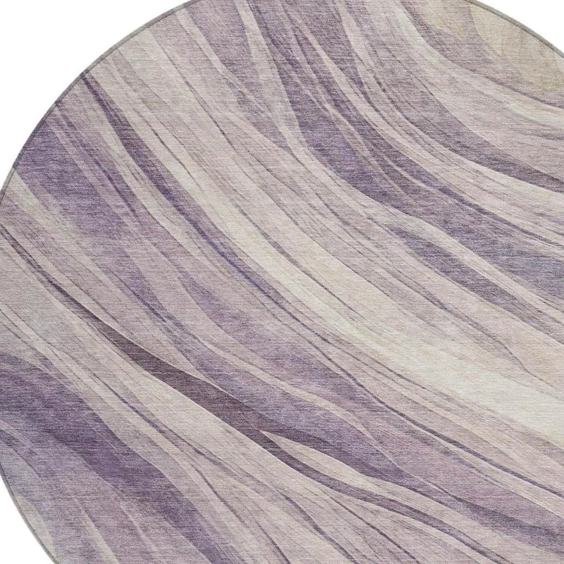 8' Lavender And Purple Round Abstract Washable Indoor Outdoor Area Rug Homeroots Outdoor