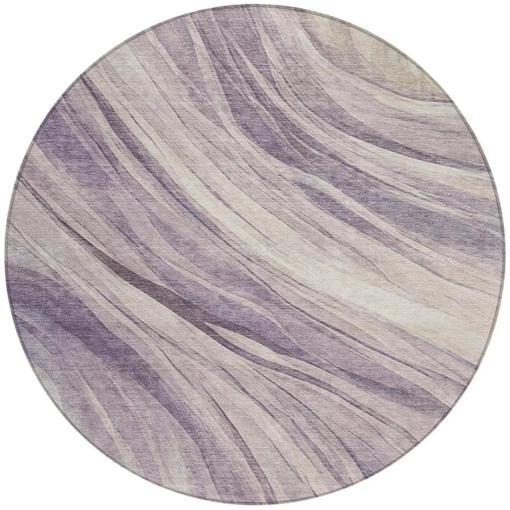 8' Lavender And Purple Round Abstract Washable Indoor Outdoor Area Rug Homeroots Outdoor