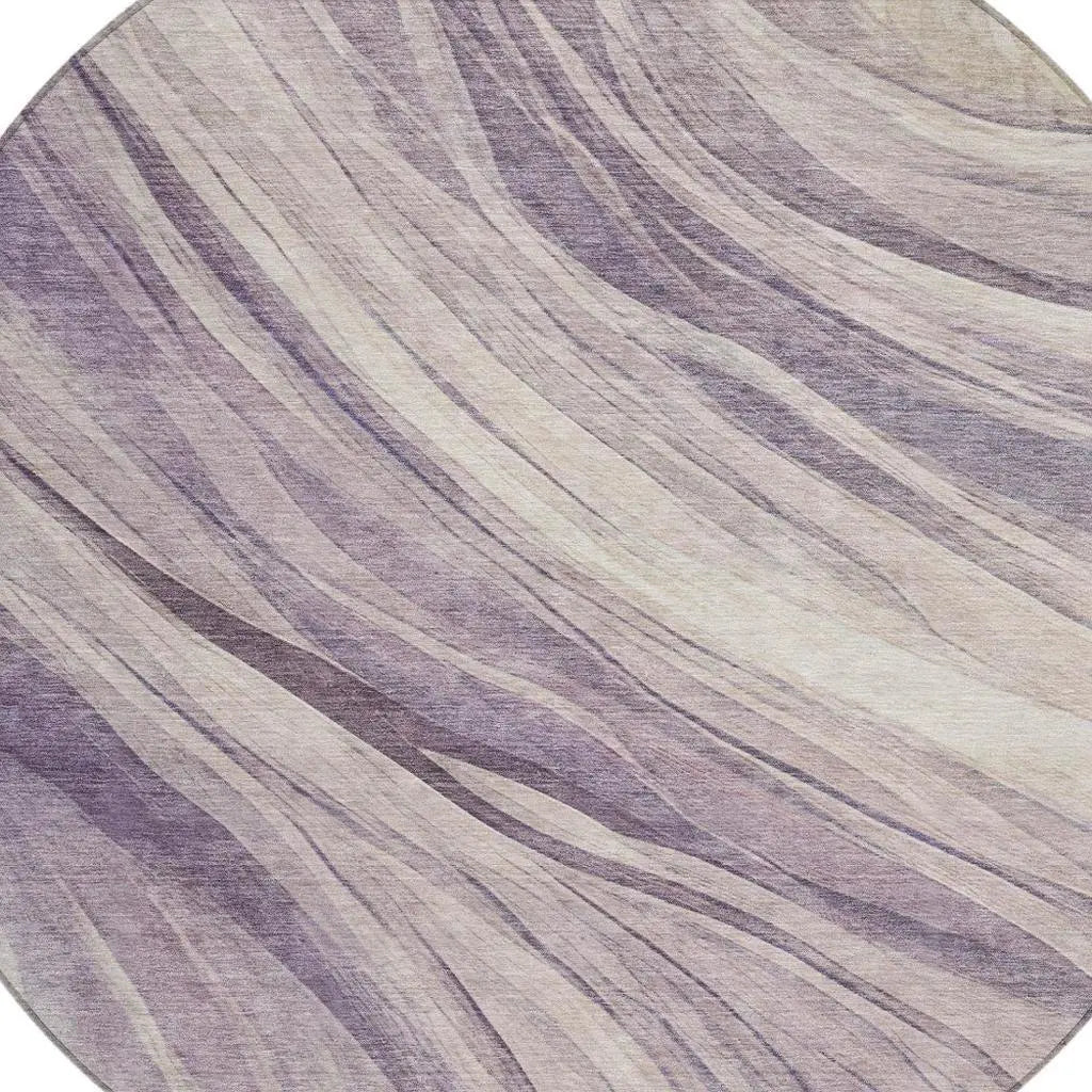 8' Lavender And Purple Round Abstract Washable Indoor Outdoor Area Rug Homeroots Outdoor