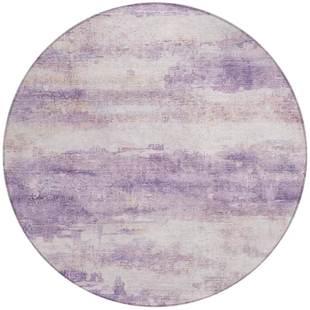 8' Lavender And Purple Round Abstract Washable Indoor Outdoor Area Rug Homeroots Outdoor