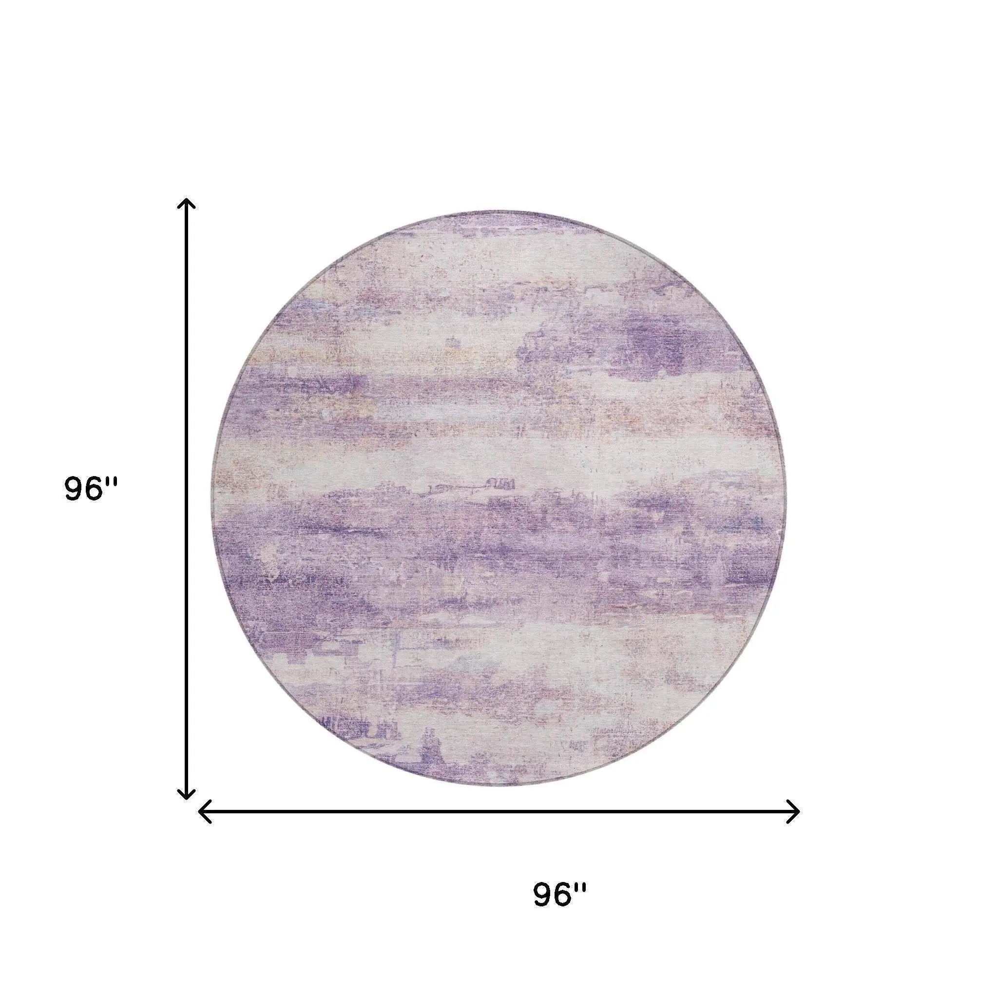 8' Lavender And Purple Round Abstract Washable Indoor Outdoor Area Rug Homeroots Outdoor