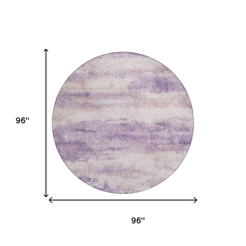 8' Lavender And Purple Round Abstract Washable Indoor Outdoor Area Rug Homeroots Outdoor