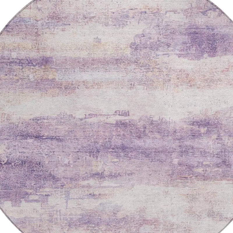 8' Lavender And Purple Round Abstract Washable Indoor Outdoor Area Rug Homeroots Outdoor