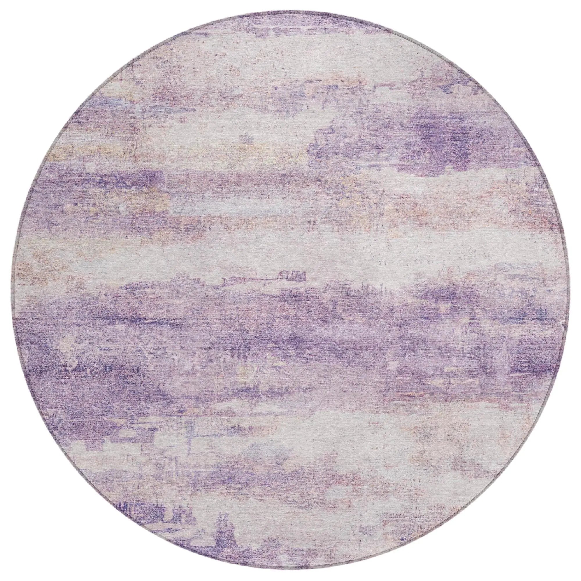 8' Lavender And Purple Round Abstract Washable Indoor Outdoor Area Rug Homeroots Outdoor