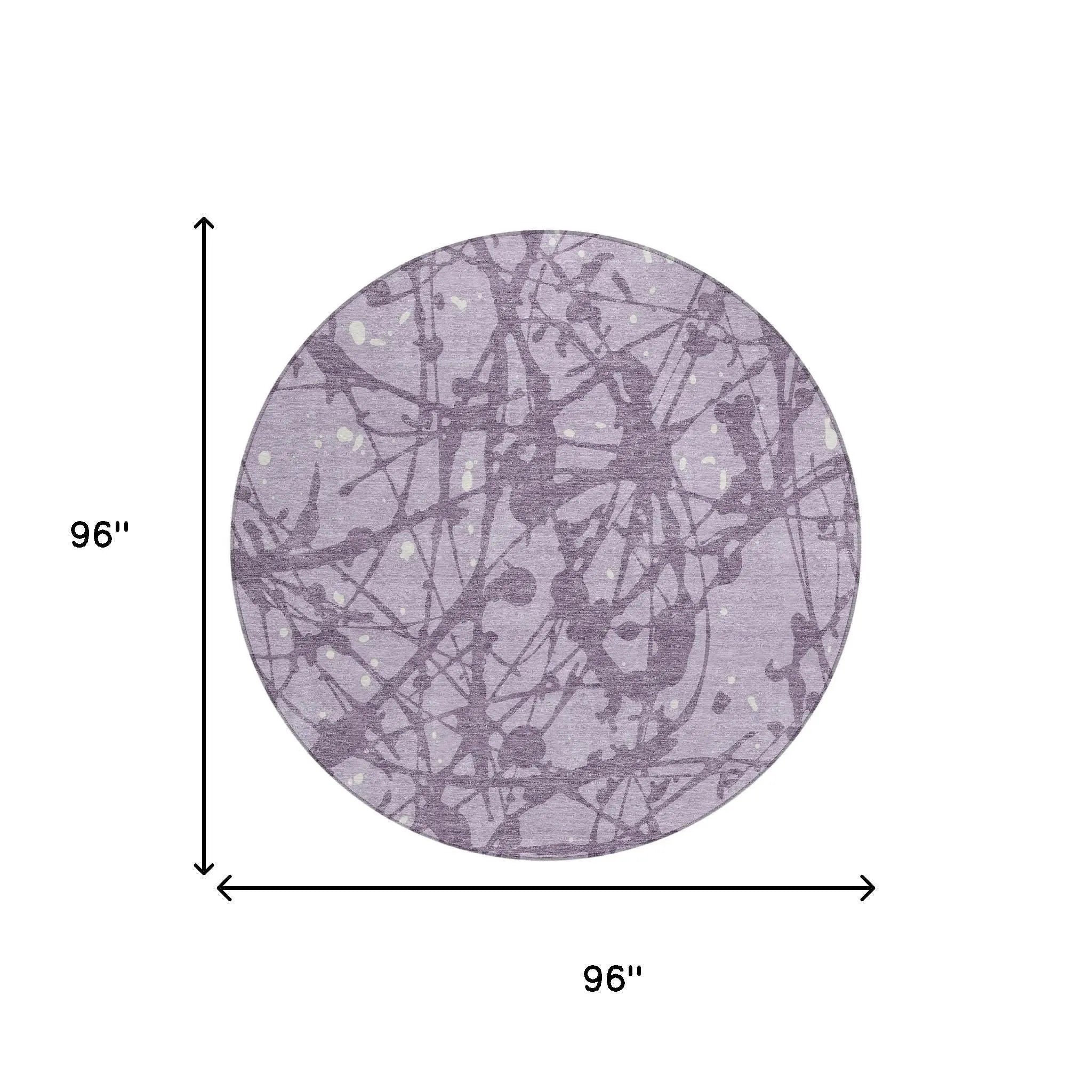 8' Lavender And Purple Round Abstract Washable Indoor Outdoor Area Rug Homeroots Outdoor
