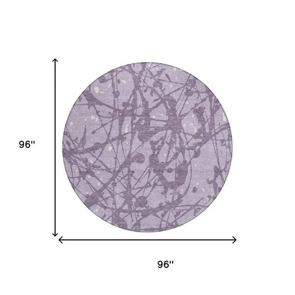 8' Lavender And Purple Round Abstract Washable Indoor Outdoor Area Rug Homeroots Outdoor