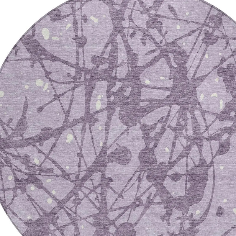 8' Lavender And Purple Round Abstract Washable Indoor Outdoor Area Rug Homeroots Outdoor