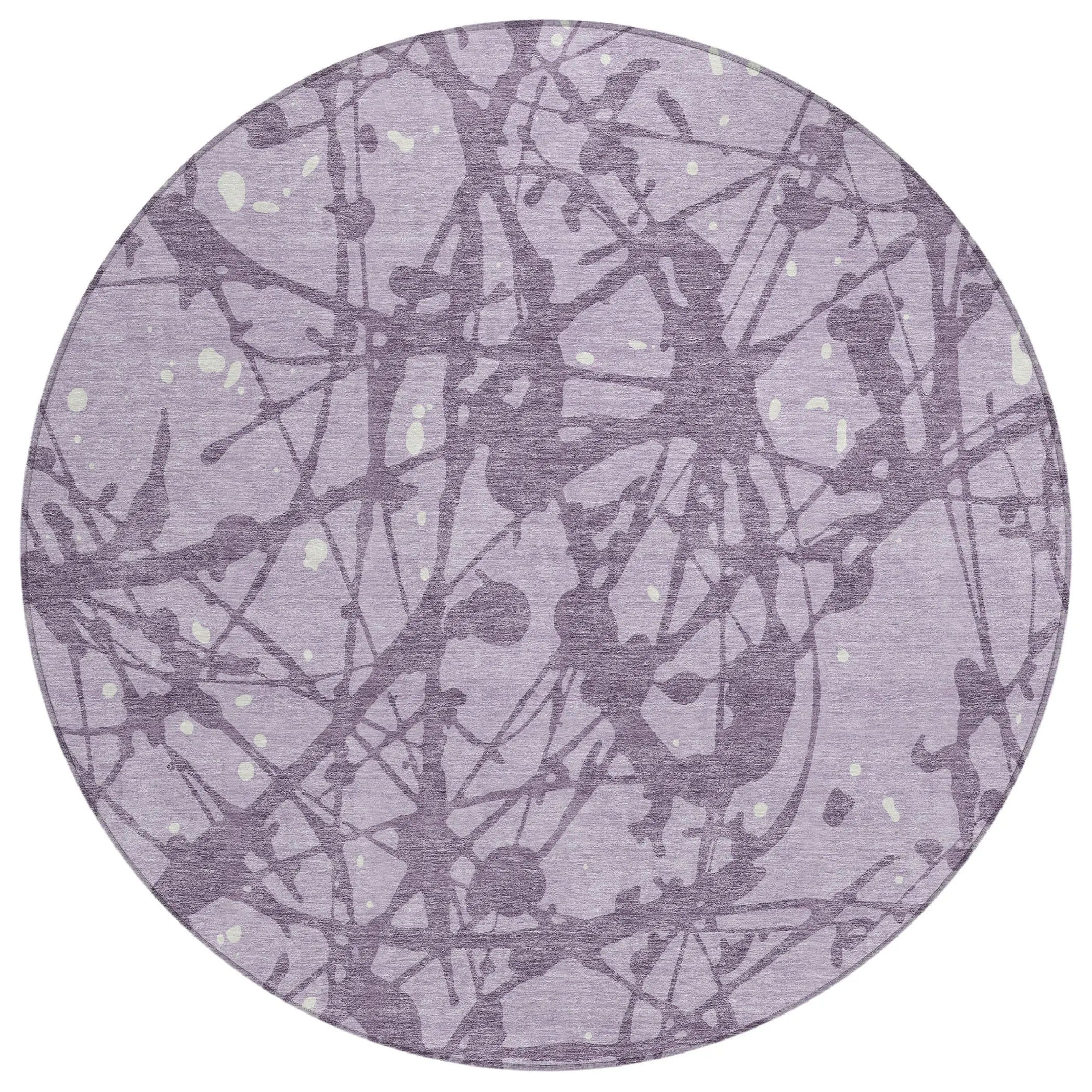 8' Lavender And Purple Round Abstract Washable Indoor Outdoor Area Rug Homeroots Outdoor
