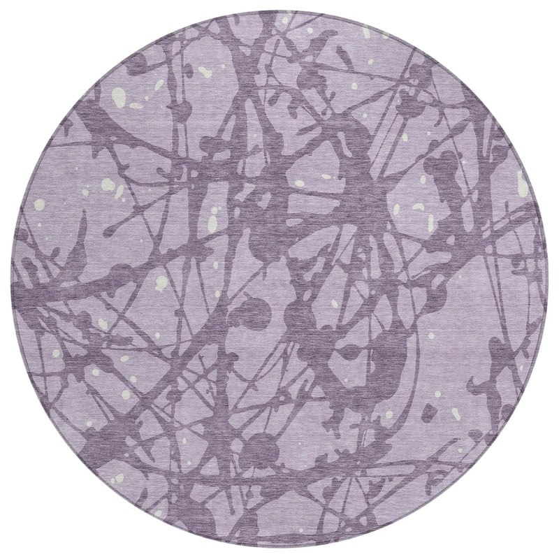 8' Lavender And Purple Round Abstract Washable Indoor Outdoor Area Rug Homeroots Outdoor