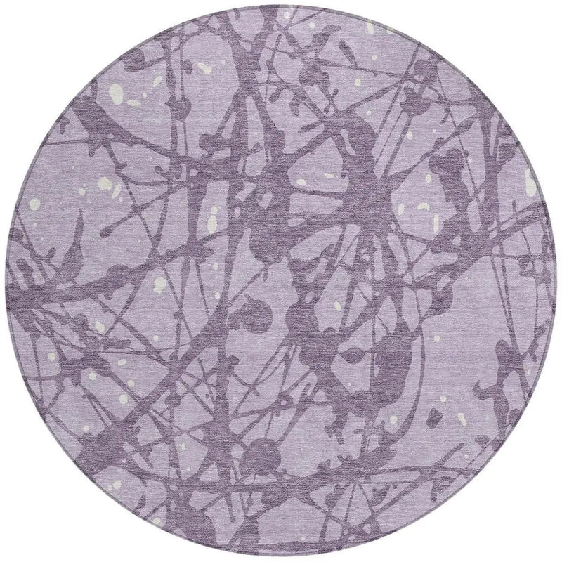 8' Lavender And Purple Round Abstract Washable Indoor Outdoor Area Rug Homeroots Outdoor