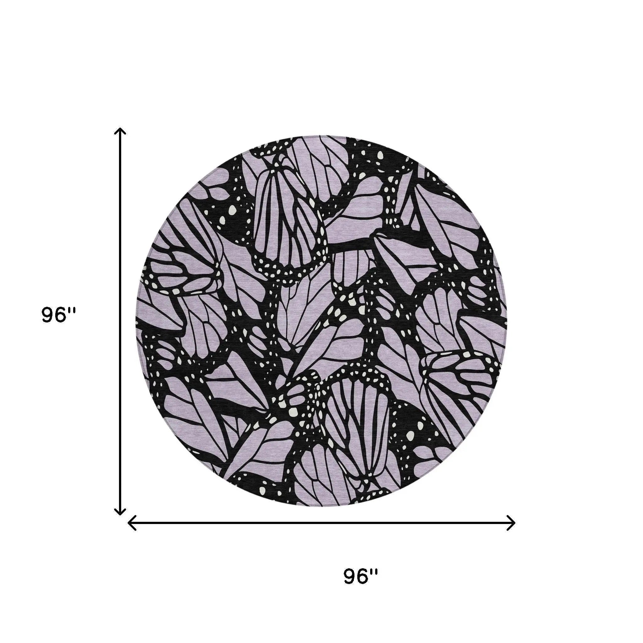 8' Lavender And Purple Round Animal Print Washable Indoor Outdoor Area Rug Homeroots Outdoor