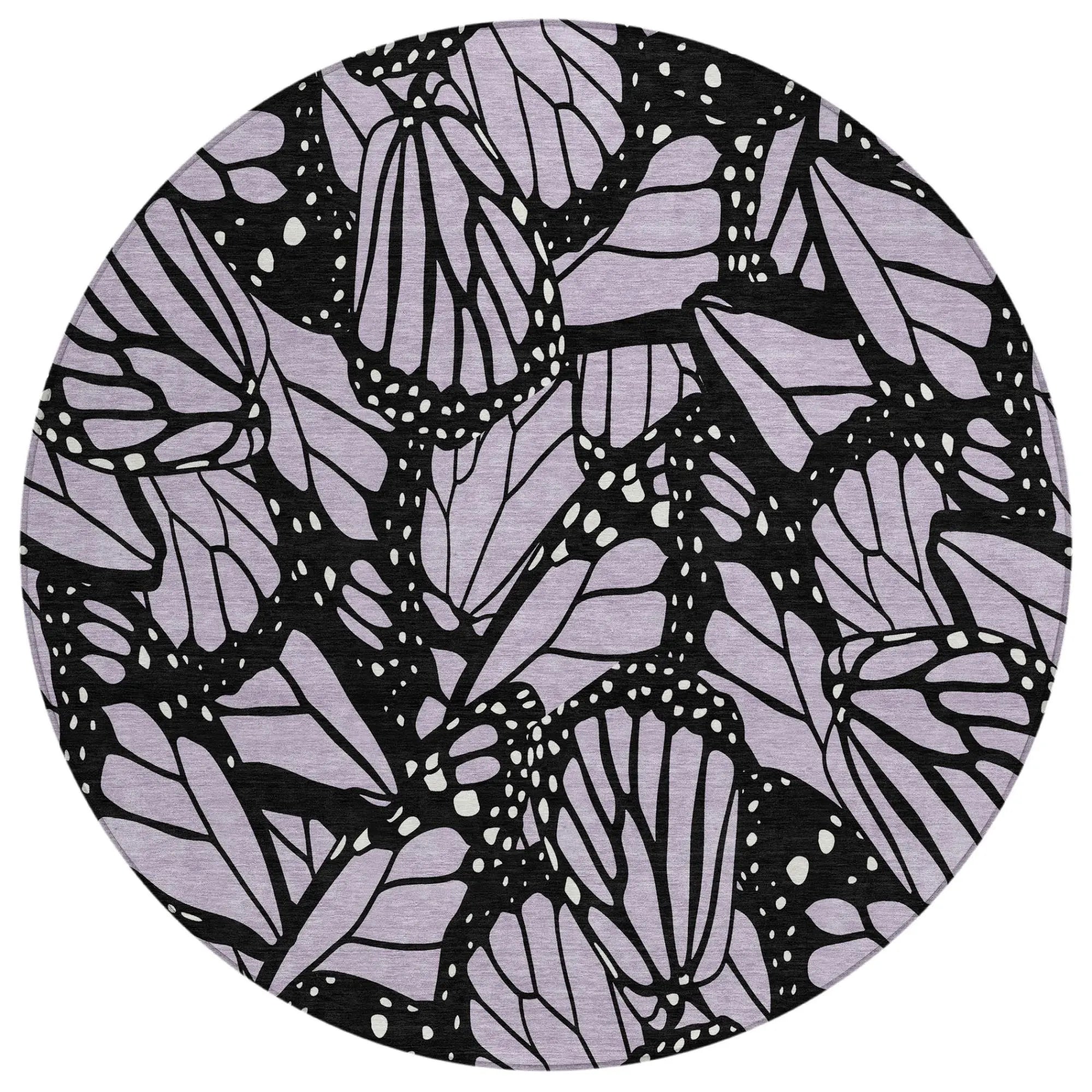 8' Lavender And Purple Round Animal Print Washable Indoor Outdoor Area Rug Homeroots Outdoor