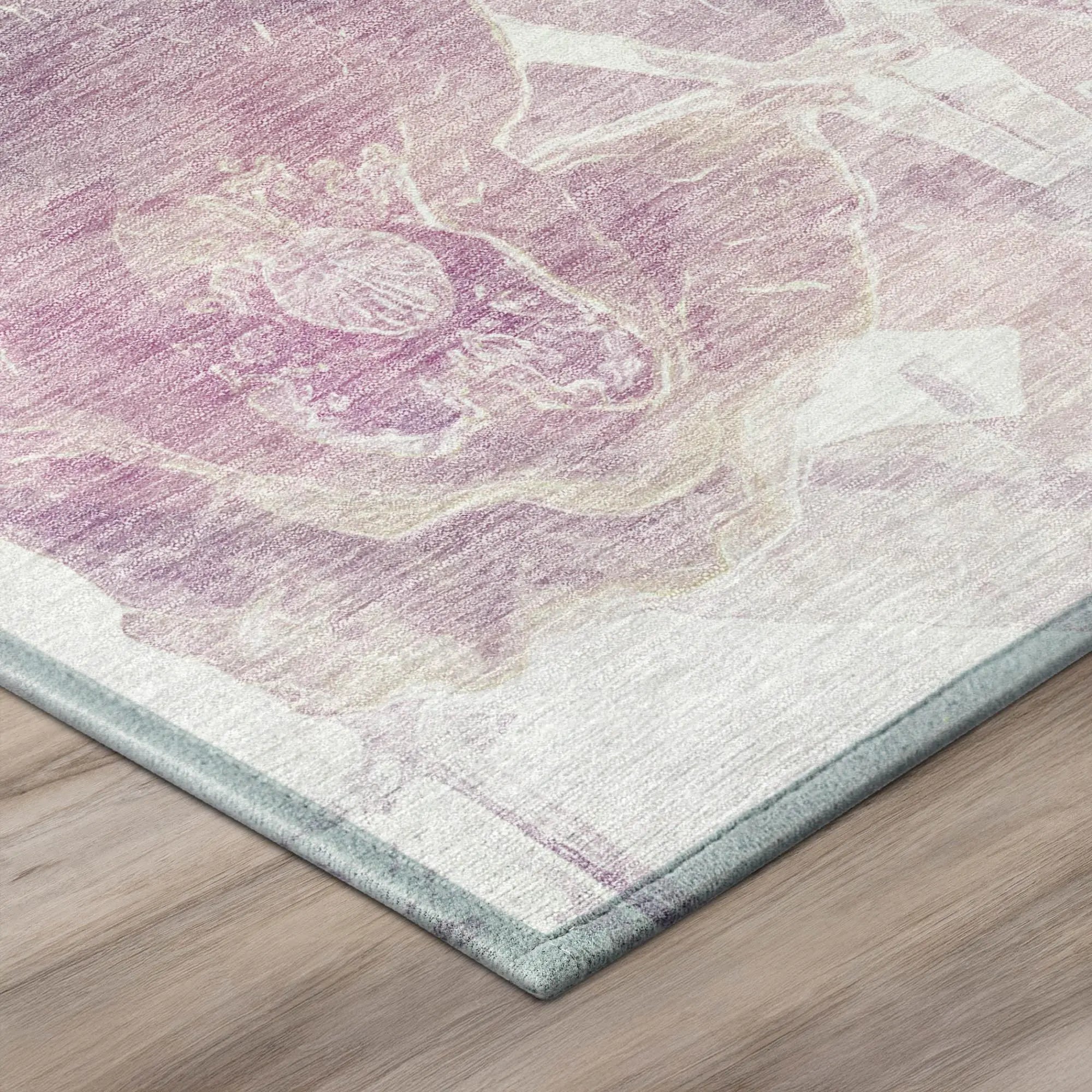8' Lavender And Purple Round Botanical Leaves Washable Indoor Outdoor Area Rug Homeroots Outdoor