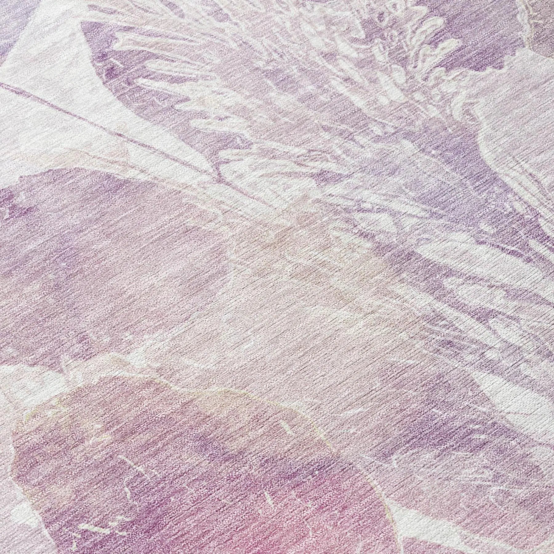 8' Lavender And Purple Round Botanical Leaves Washable Indoor Outdoor Area Rug Homeroots Outdoor