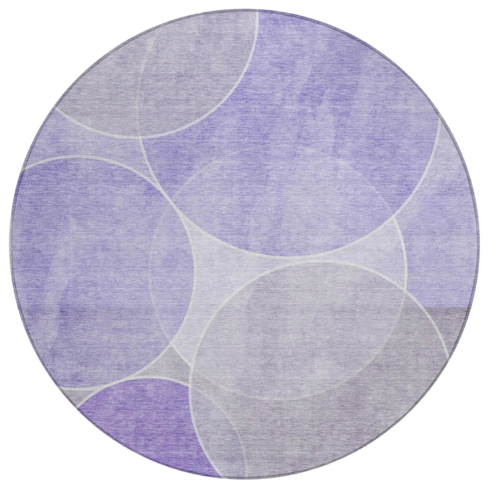 8' Lavender And Purple Round Geometric Washable Indoor Outdoor Area Rug Homeroots Outdoor