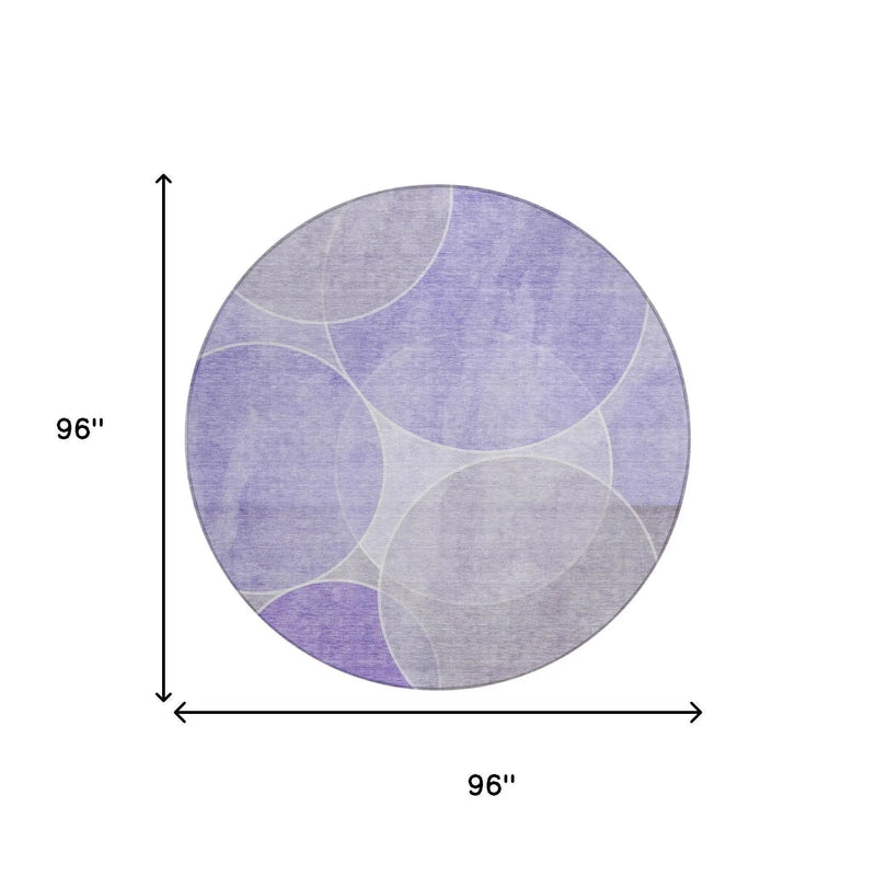 8' Lavender And Purple Round Geometric Washable Indoor Outdoor Area Rug Homeroots Outdoor