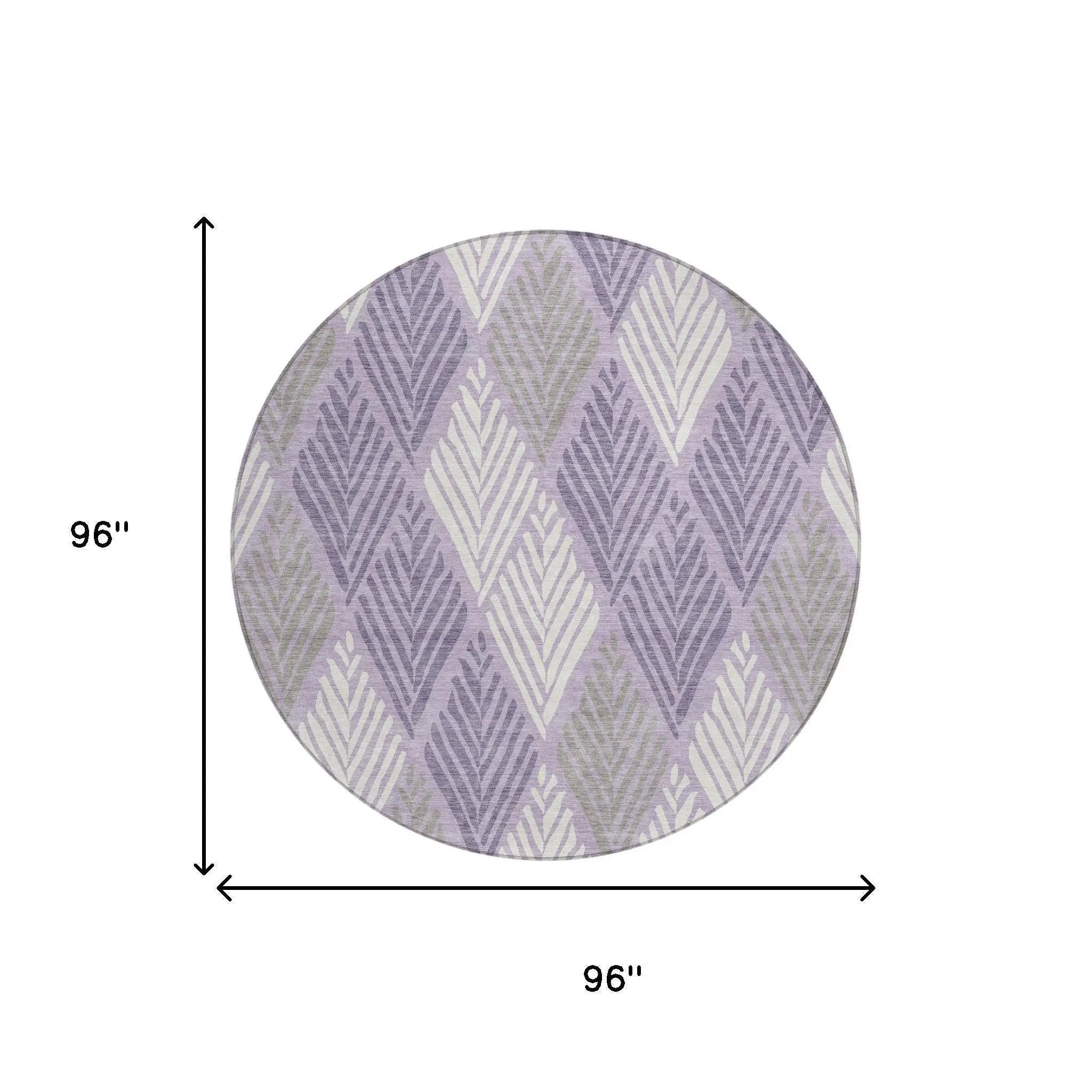 8' Lavender And Purple Round Geometric Washable Indoor Outdoor Area Rug Homeroots Outdoor