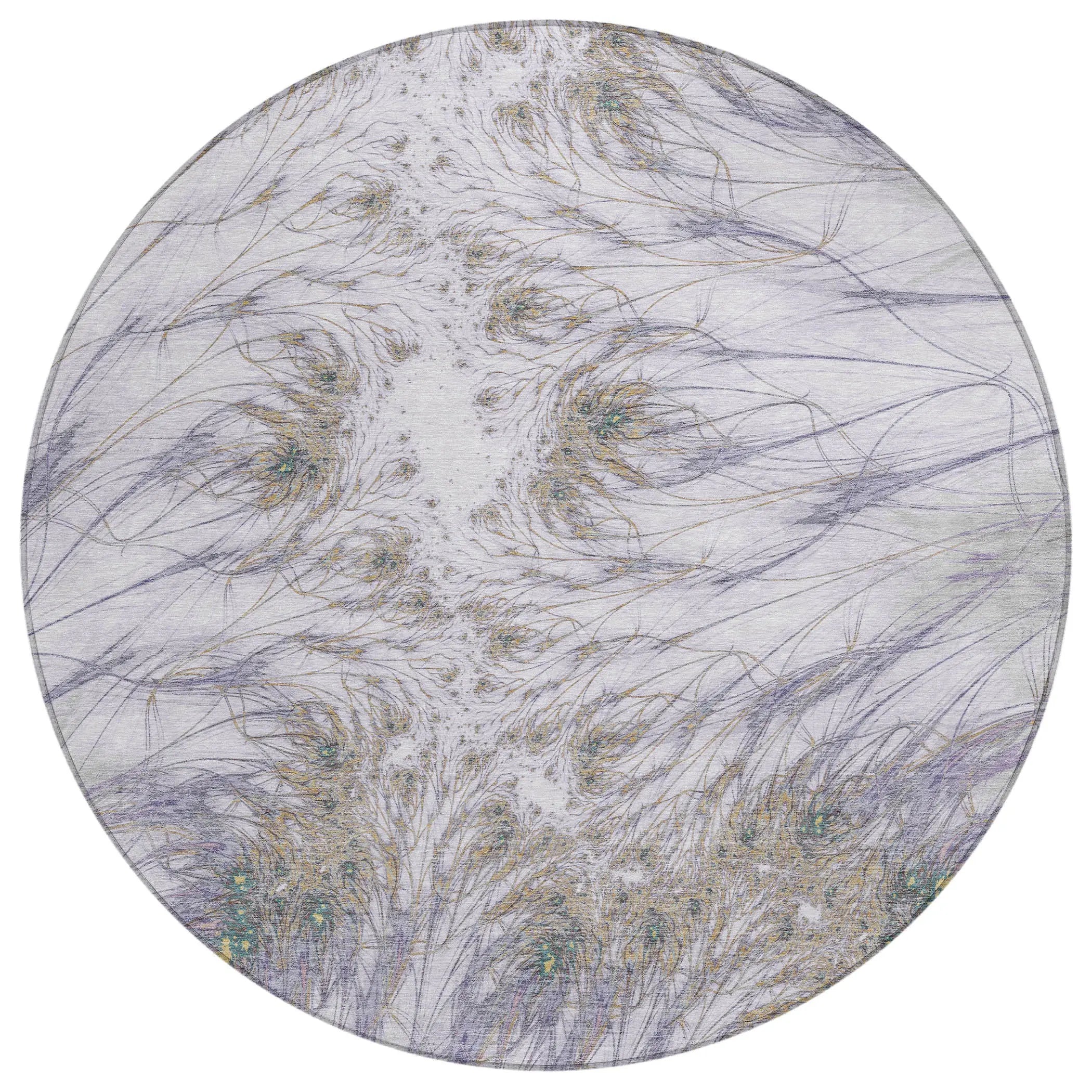 8' Lavender And Purple Round Oriental Washable Indoor Outdoor Area Rug Homeroots Outdoor