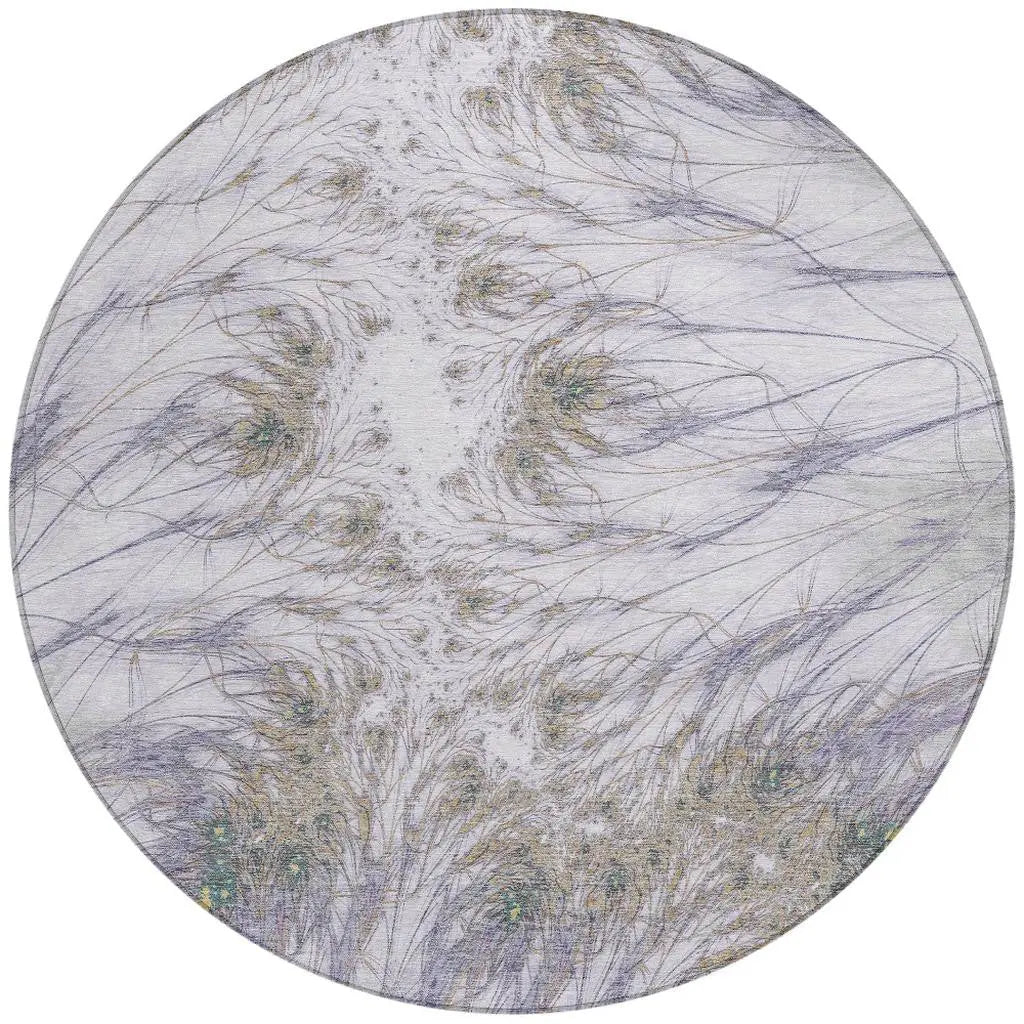 8' Lavender And Purple Round Oriental Washable Indoor Outdoor Area Rug Homeroots Outdoor