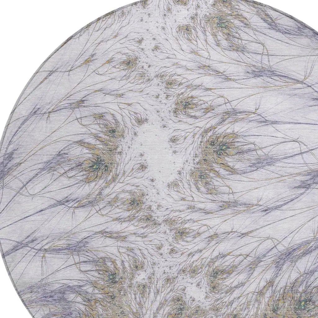 8' Lavender And Purple Round Oriental Washable Indoor Outdoor Area Rug Homeroots Outdoor