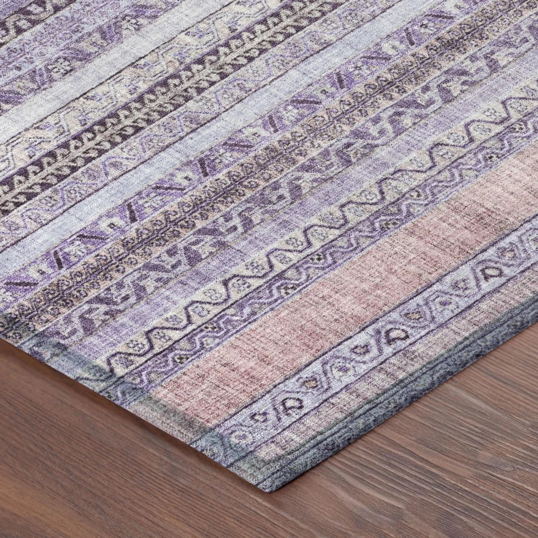 8' Lavender And Purple Round Striped Washable Indoor Outdoor Area Rug Homeroots Outdoor