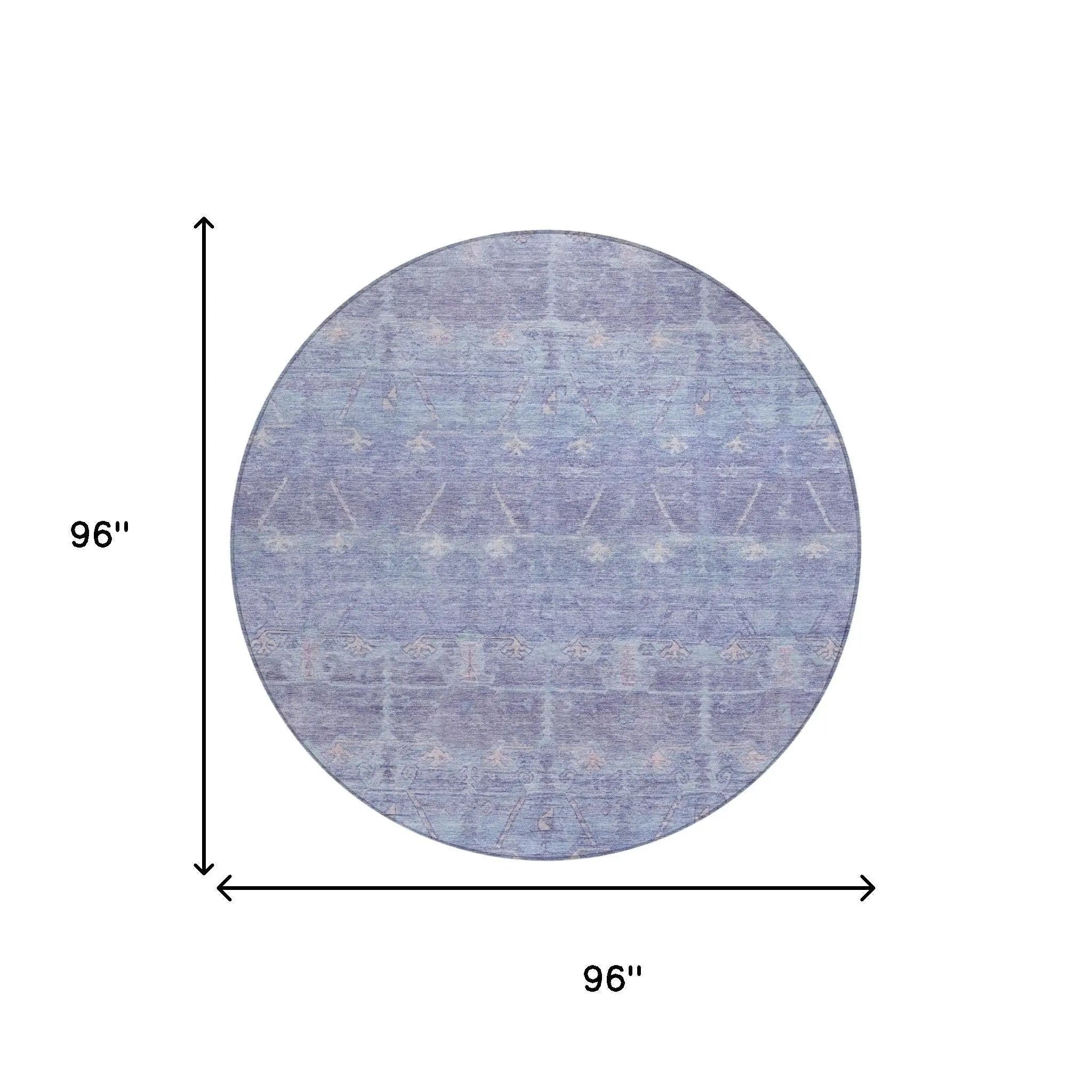 8' Lavender And Purple Round Tribal Washable Indoor Outdoor Area Rug Homeroots Outdoor