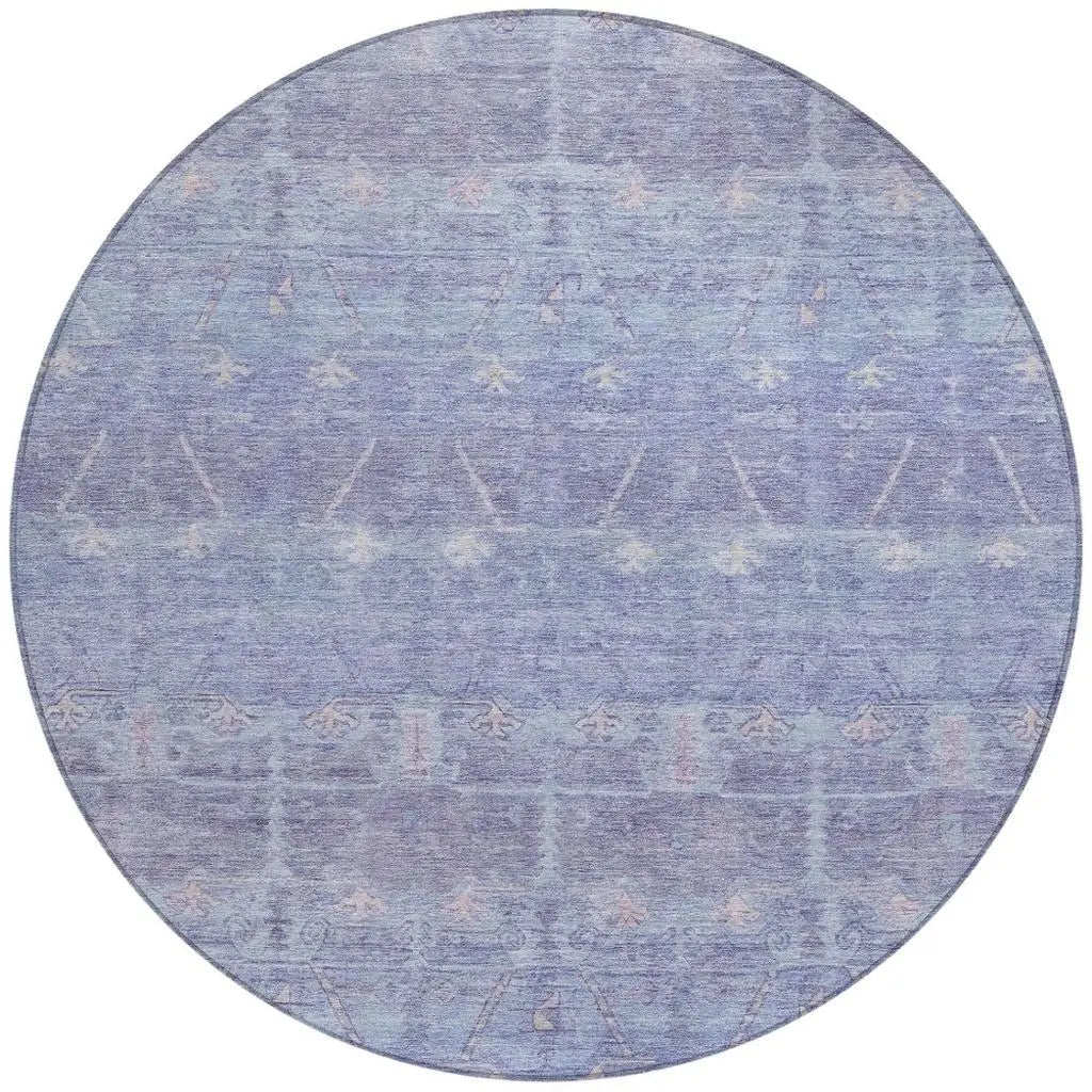8' Lavender And Purple Round Tribal Washable Indoor Outdoor Area Rug Homeroots Outdoor