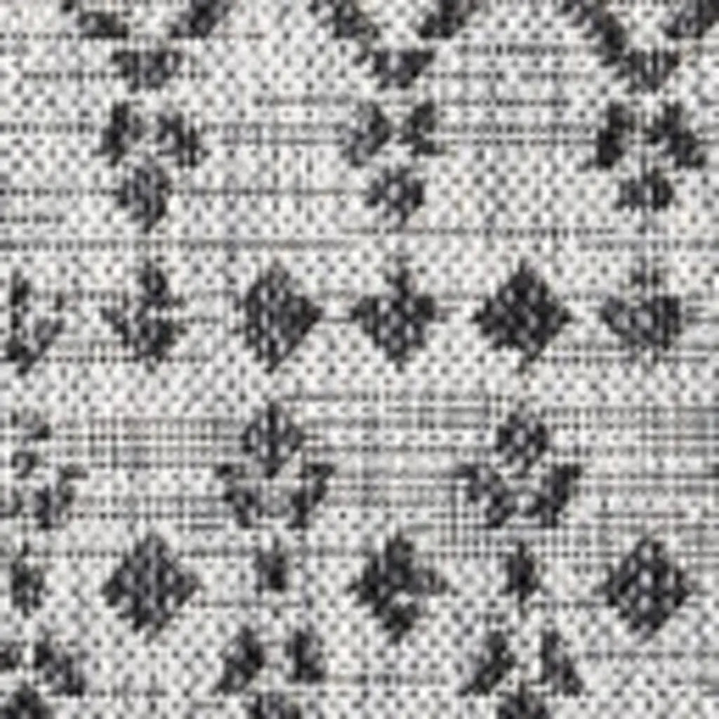 8' Light Gray And Black Square Trellis Indoor Outdoor Area Rug - GreatEagleInc