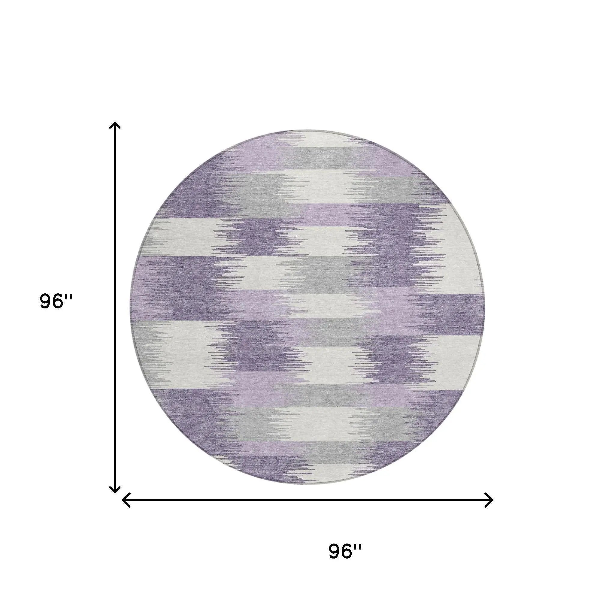 8' Lilac And Purple Round Geometric Washable Indoor Outdoor Area Rug Homeroots Outdoor