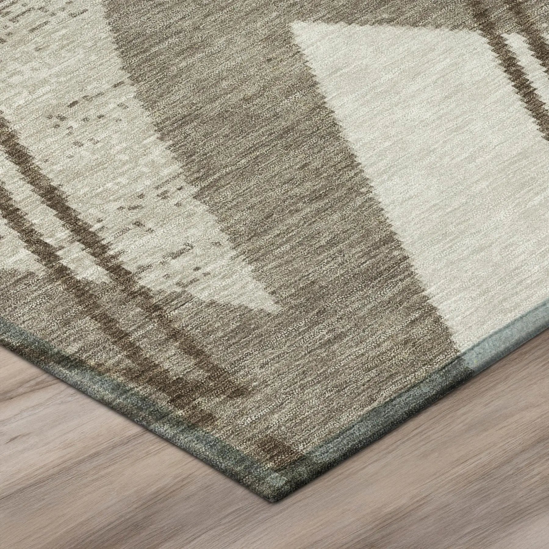 8' Linen And Ivory Round Geometric Washable Indoor Outdoor Area Rug Homeroots Outdoor