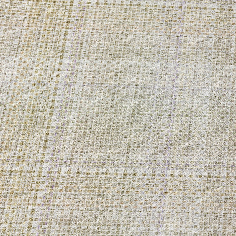 8' Linen And Ivory Round Plaid Washable Indoor Outdoor Area Rug Homeroots Outdoor
