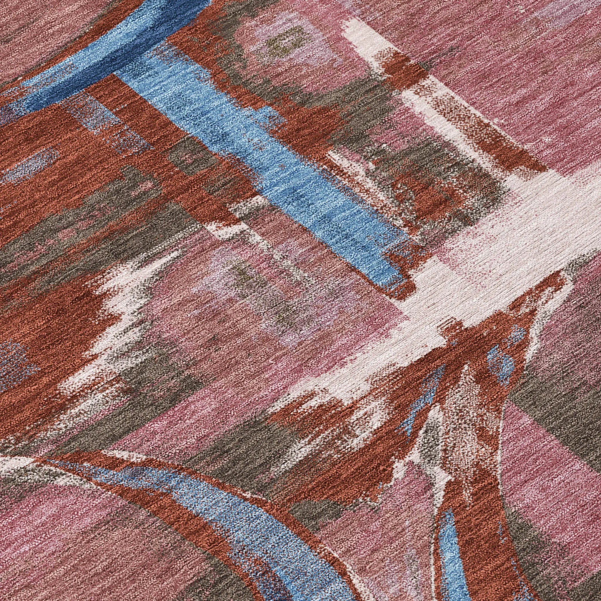 8' Merlot And Red Round Abstract Washable Indoor Outdoor Area Rug Homeroots Outdoor