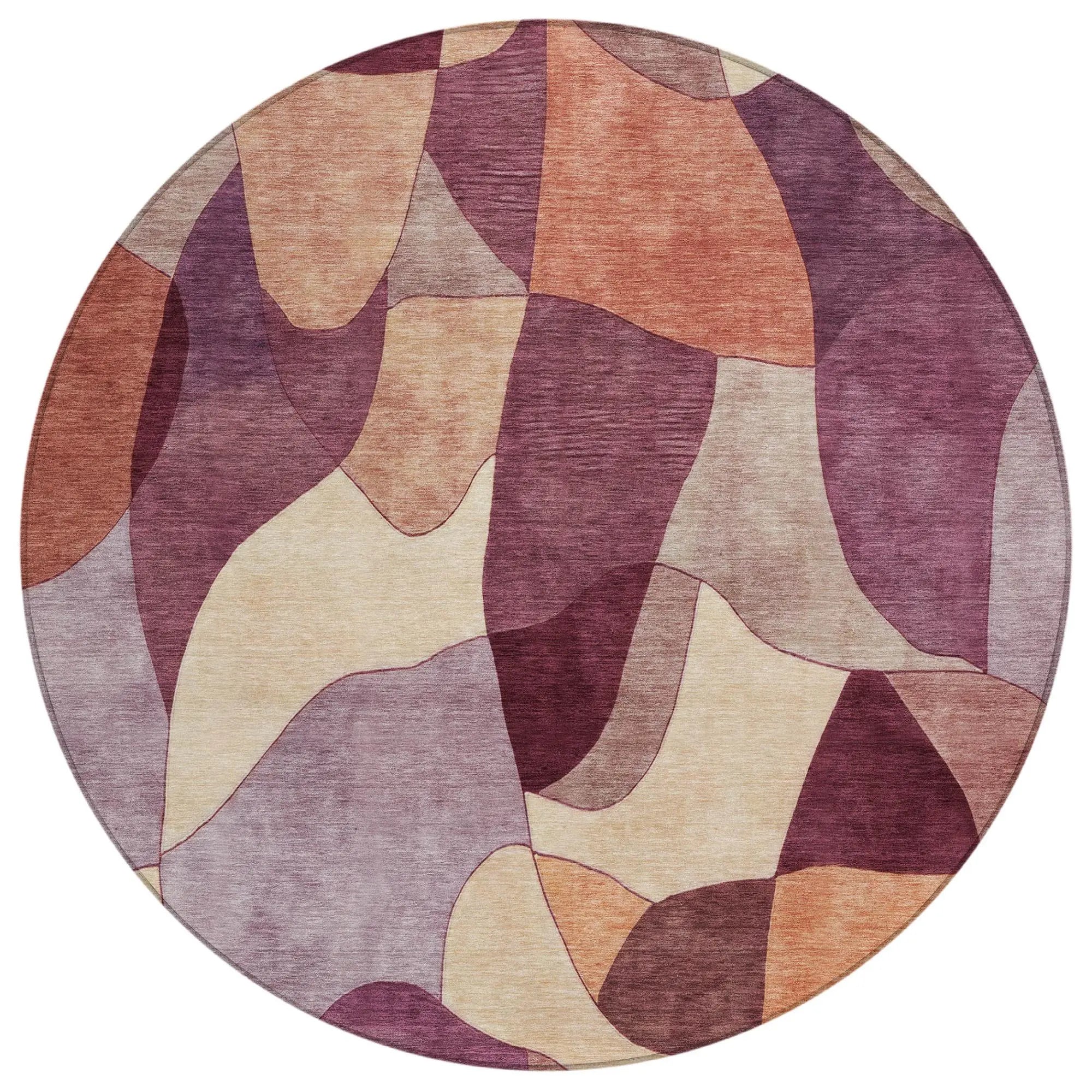 8' Merlot And Red Round Abstract Washable Indoor Outdoor Area Rug Homeroots Outdoor