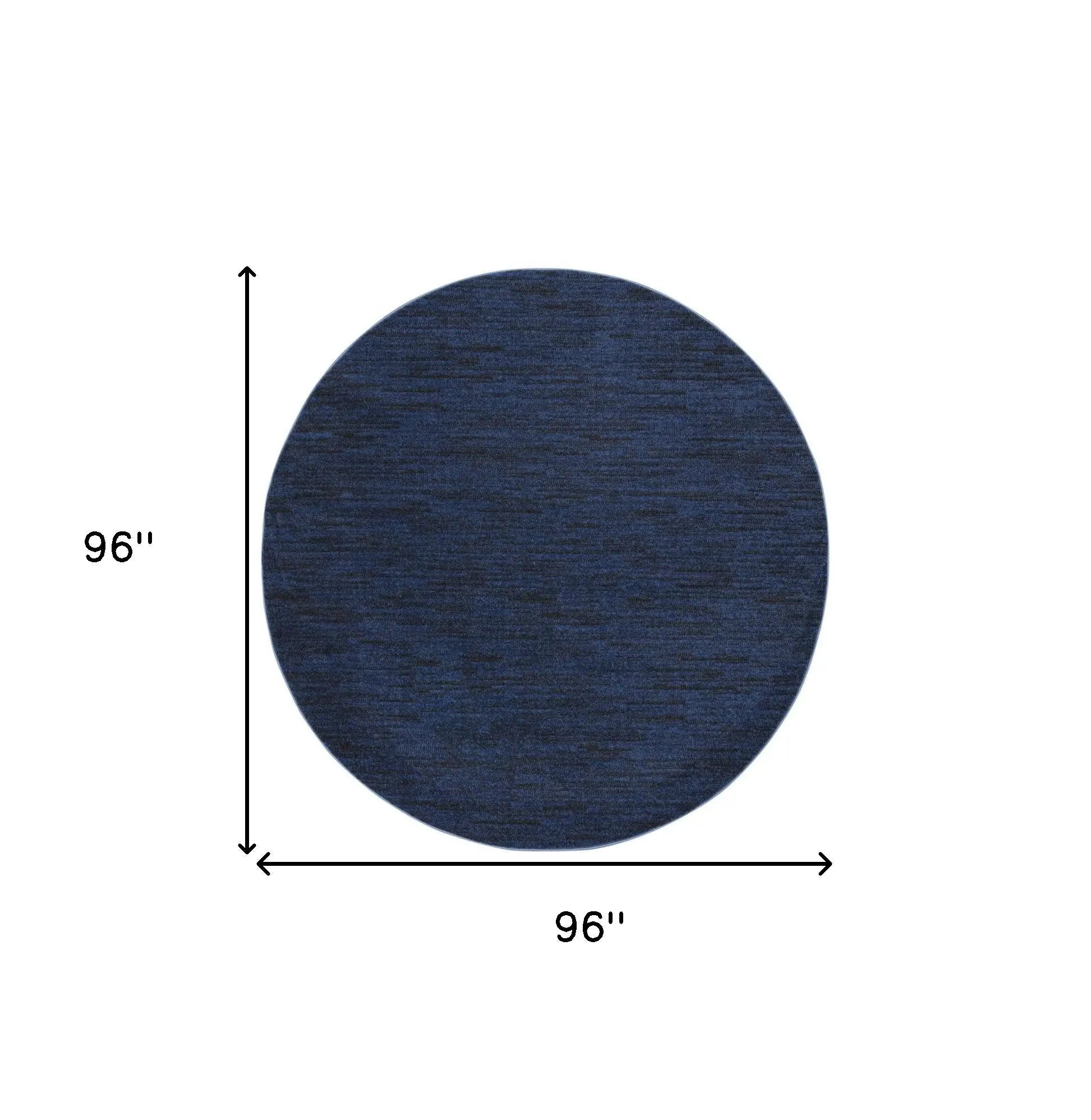 8' Midnight Blue Round Stain Resistant Indoor Outdoor Area Rug Homeroots Outdoor