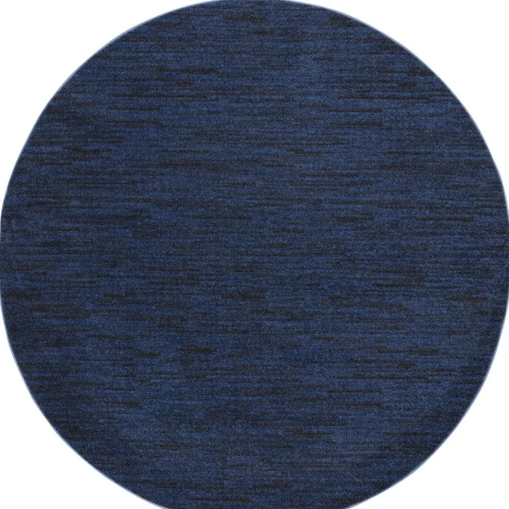 8' Midnight Blue Round Stain Resistant Indoor Outdoor Area Rug Homeroots Outdoor