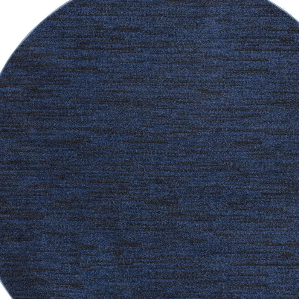 8' Midnight Blue Round Stain Resistant Indoor Outdoor Area Rug Homeroots Outdoor