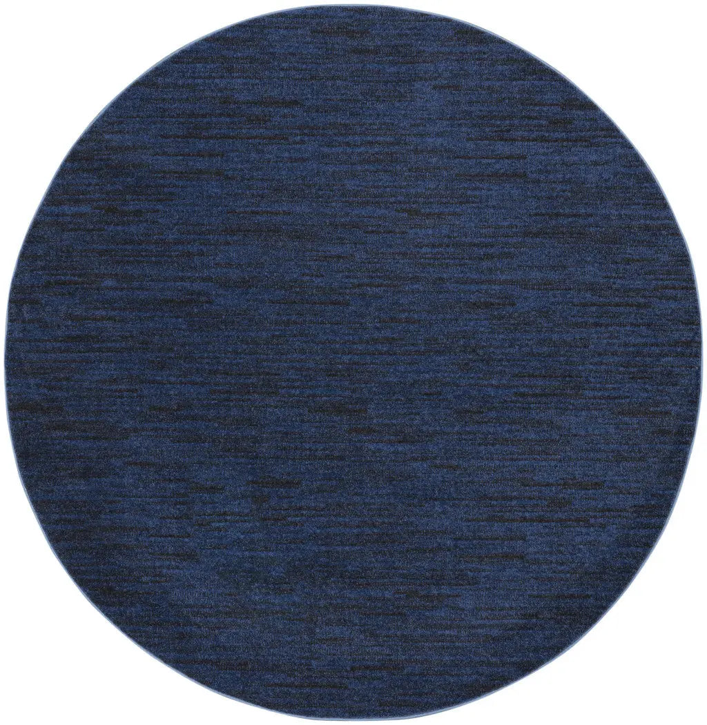 8' Midnight Blue Round Stain Resistant Indoor Outdoor Area Rug Homeroots Outdoor