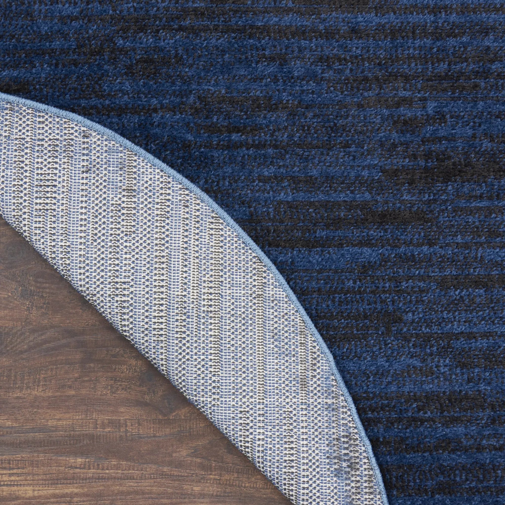 8' Midnight Blue Round Stain Resistant Indoor Outdoor Area Rug Homeroots Outdoor