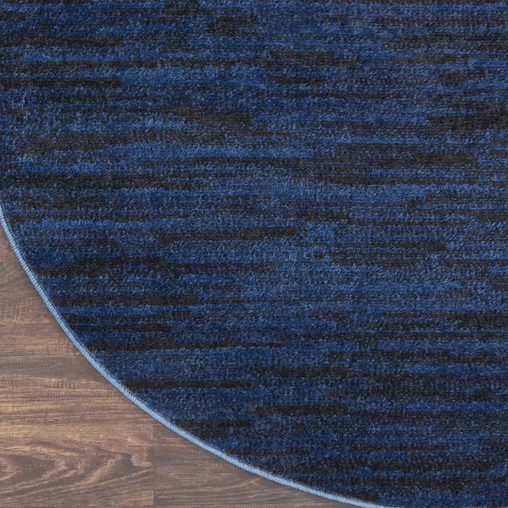 8' Midnight Blue Round Stain Resistant Indoor Outdoor Area Rug Homeroots Outdoor