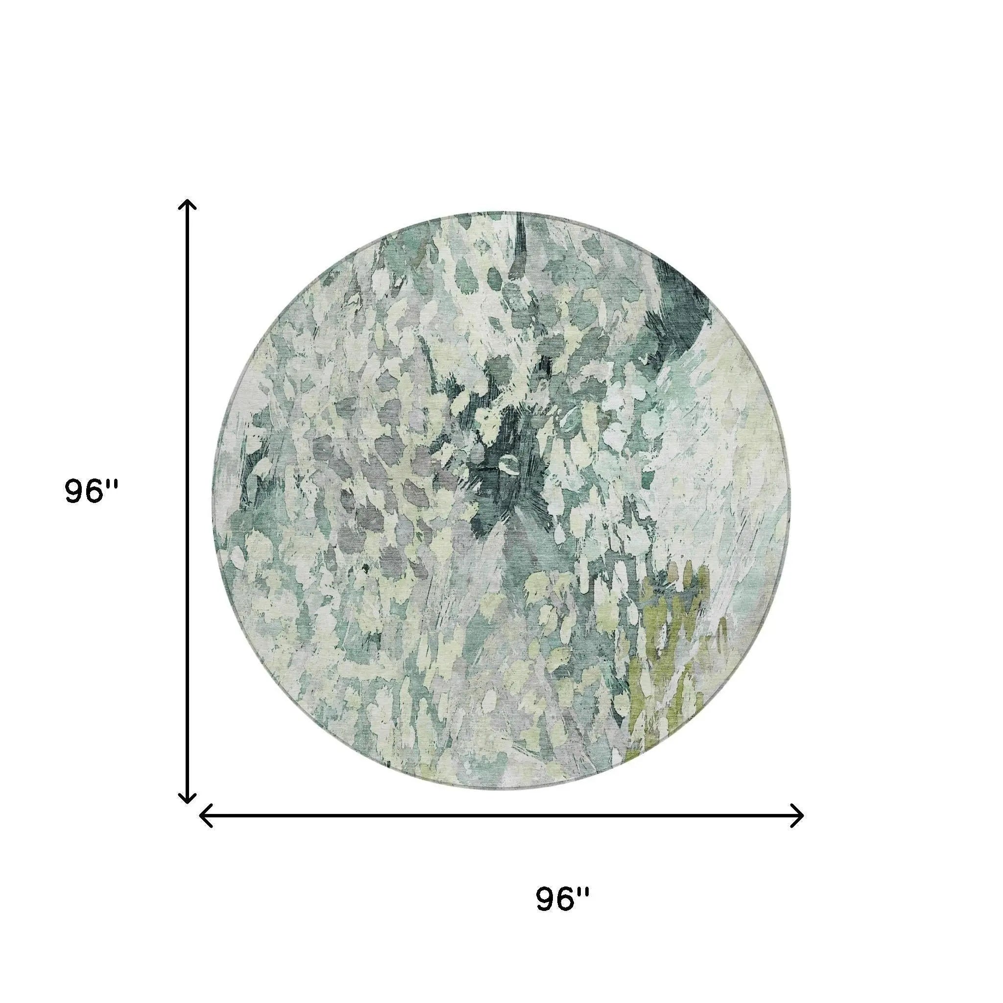 8' Mint Green And Green Round Abstract Washable Indoor Outdoor Area Rug Homeroots Outdoor