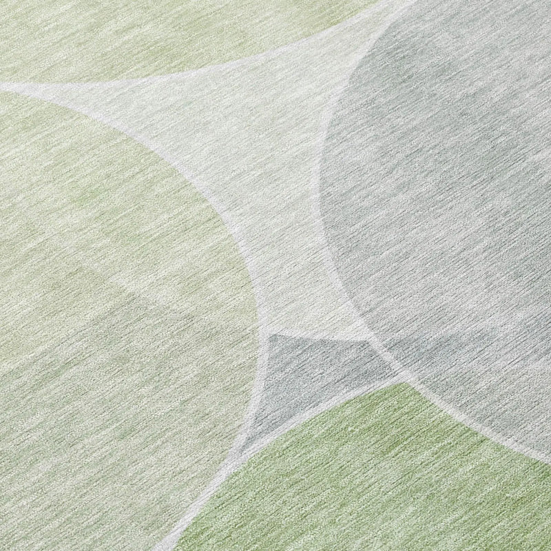 8' Mint Green And Green Round Geometric Washable Indoor Outdoor Area Rug Homeroots Outdoor