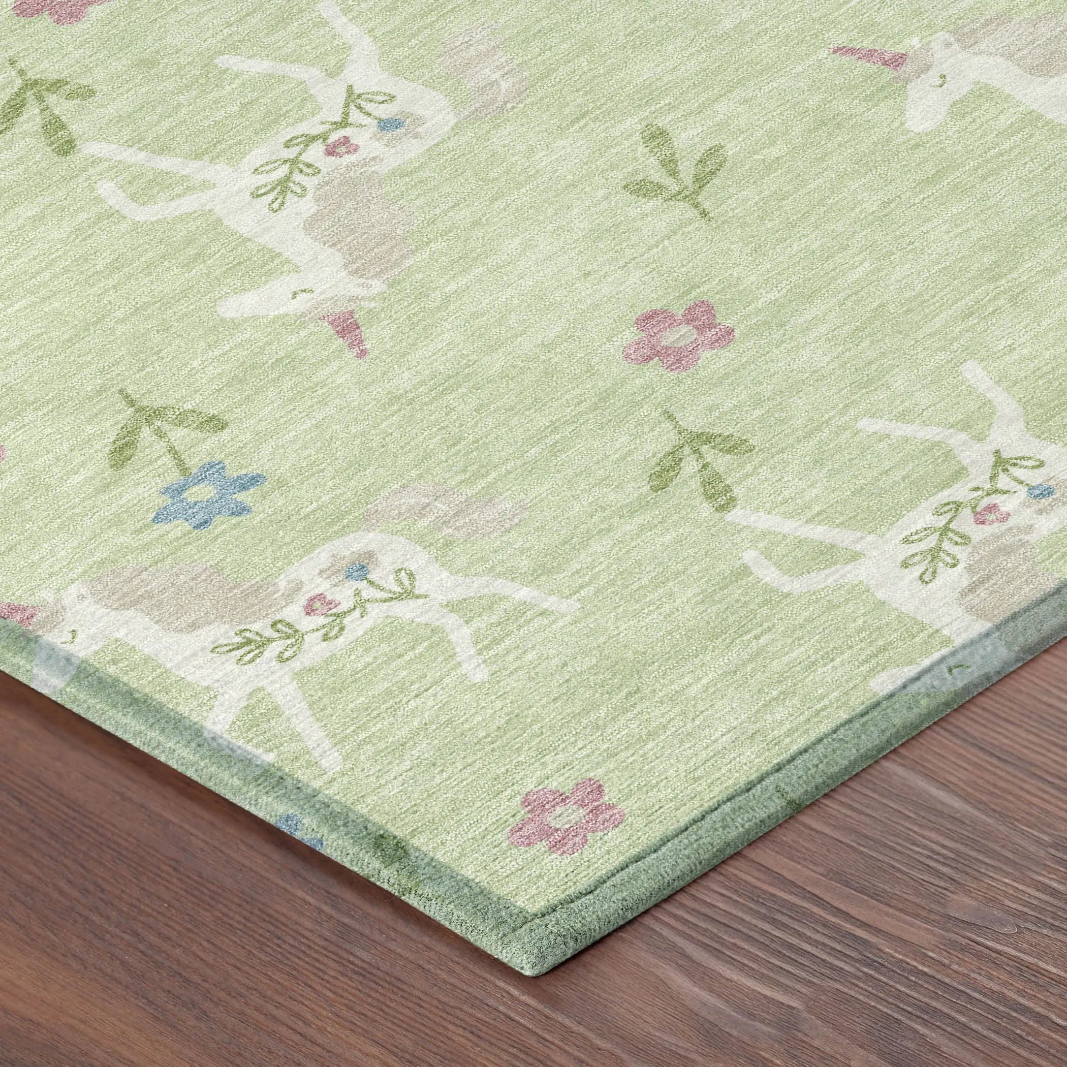 8' Mint Green And Ivory Round Floral Washable Indoor Outdoor Area Rug Homeroots Outdoor