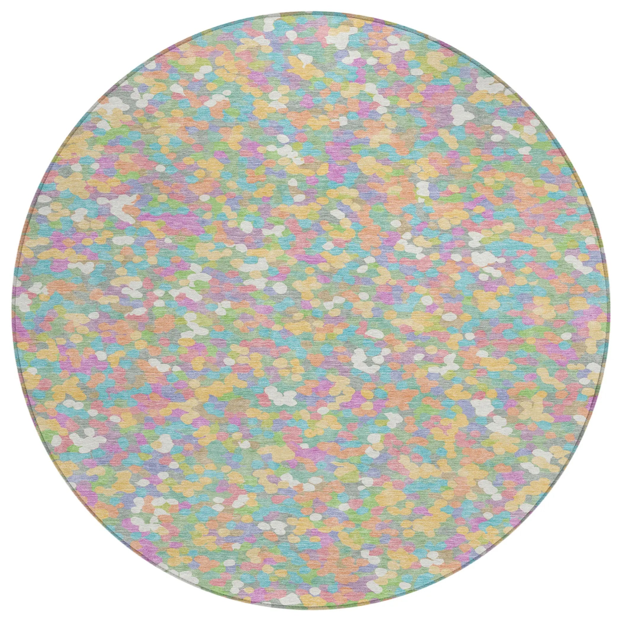 8' Mint Green And Ivory Round Geometric Washable Indoor Outdoor Area Rug Homeroots Outdoor